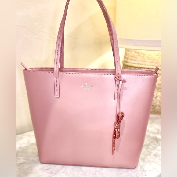 kate spade Bags Kate Spade Nwot Leather Tote With Glitter Bow Hang Tag Poshmark